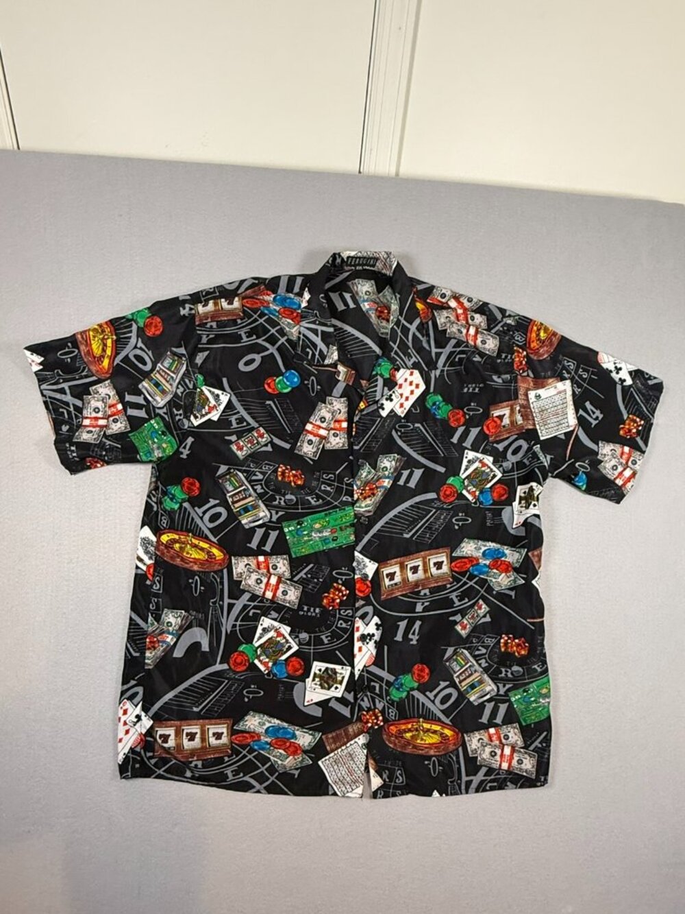 Men's XXL Ferugini Gambling Casino Craps Poker Vegas Hawaiian Style Shirt Y2K
